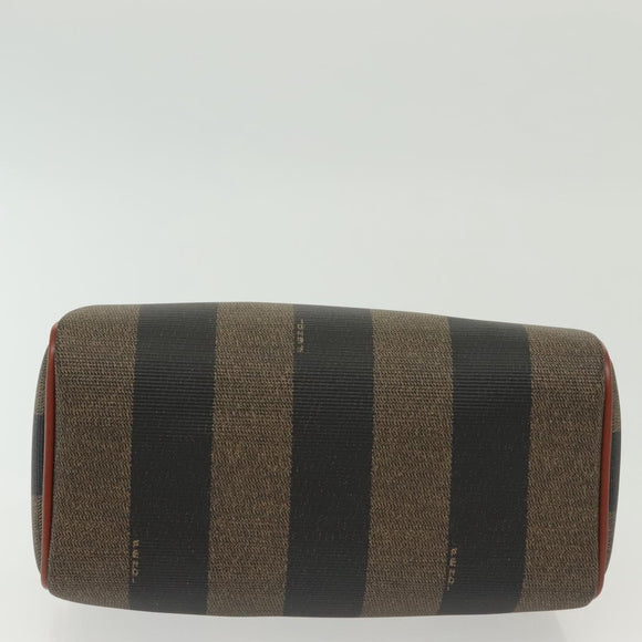 FENDI Pecan Canvas Mini Hand Bag PVC Brown Black gold Auth 141279