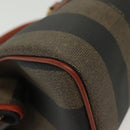 FENDI Pecan Canvas Mini Hand Bag PVC Brown Black gold Auth 141279-15