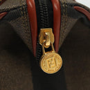 FENDI Pecan Canvas Mini Hand Bag PVC Brown Black gold Auth 141279-18