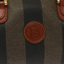 FENDI Pecan Canvas Mini Hand Bag PVC Brown Black gold Auth 141279-19