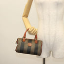 FENDI Pecan Canvas Mini Hand Bag PVC Brown Black gold Auth 141279-23