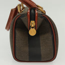 FENDI Pecan Canvas Mini Hand Bag PVC Brown Black gold Auth 141279-4