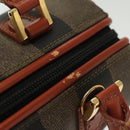 FENDI Pecan Canvas Mini Hand Bag PVC Brown Black gold Auth 141279-7