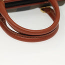 FENDI Pecan Canvas Mini Hand Bag PVC Brown Black gold Auth 141279-8