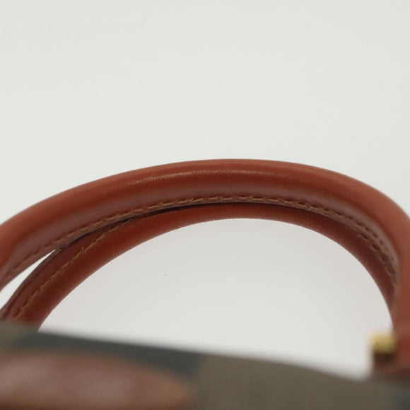 FENDI Pecan Canvas Mini Hand Bag PVC Brown Black gold Auth 141279