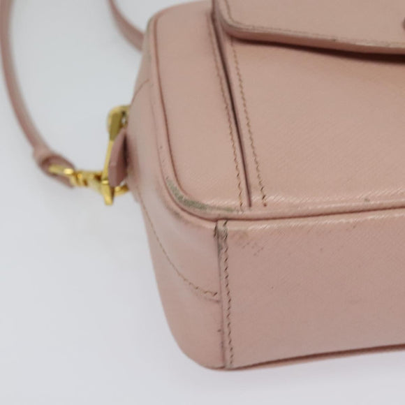 PRADA Shoulder Bag Safiano leather Pink Gold Auth 141282