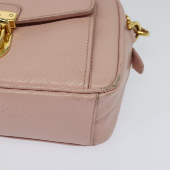 PRADA Shoulder Bag Safiano leather Pink Gold Auth 141282
