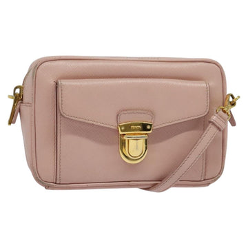 PRADA Shoulder Bag Safiano leather Pink Gold Auth 141282