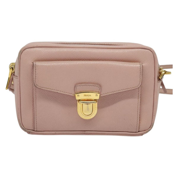 PRADA Shoulder Bag Safiano leather Pink Gold Auth 141282