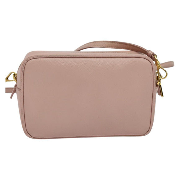 PRADA Shoulder Bag Safiano leather Pink Gold Auth 141282