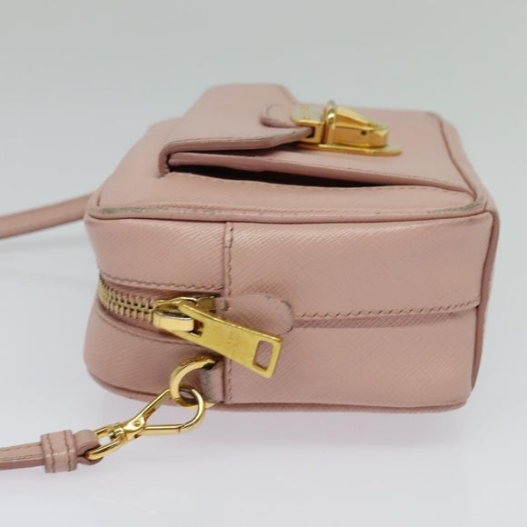 PRADA Shoulder Bag Safiano leather Pink Gold Auth 141282