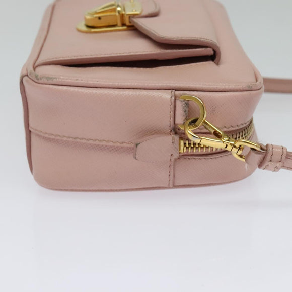 PRADA Shoulder Bag Safiano leather Pink Gold Auth 141282