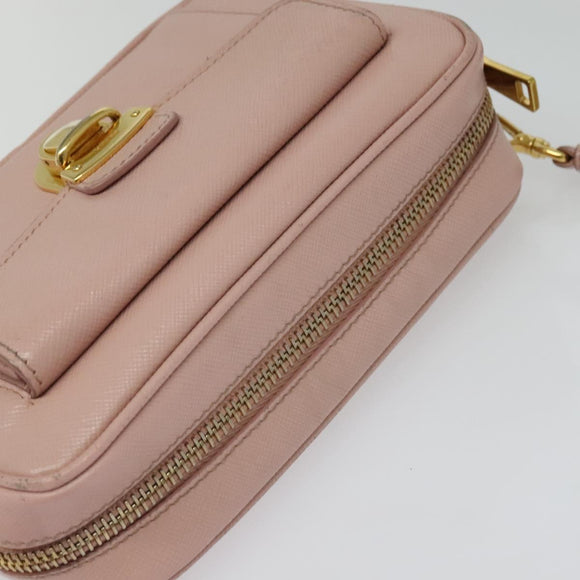 PRADA Shoulder Bag Safiano leather Pink Gold Auth 141282