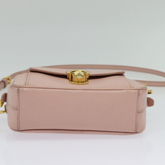 PRADA Shoulder Bag Safiano leather Pink Gold Auth 141282