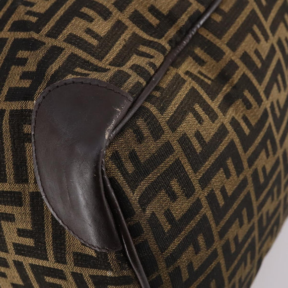 FENDI Zucca Canvas Boston Bag Black Brown Auth 141285