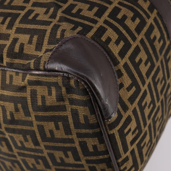 FENDI Zucca Canvas Boston Bag Black Brown Auth 141285