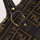 FENDI Zucca Canvas Boston Bag Black Brown Auth 141285-14