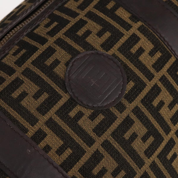 FENDI Zucca Canvas Boston Bag Black Brown Auth 141285