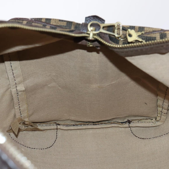FENDI Zucca Canvas Boston Bag Black Brown Auth 141285