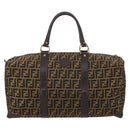 FENDI Zucca Canvas Boston Bag Black Brown Auth 141285-2