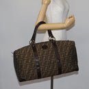 FENDI Zucca Canvas Boston Bag Black Brown Auth 141285-21