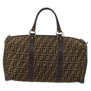 FENDI Zucca Canvas Boston Bag Black Brown Auth 141285-3
