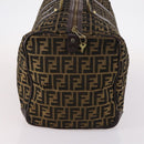 FENDI Zucca Canvas Boston Bag Black Brown Auth 141285-4