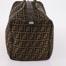 FENDI Zucca Canvas Boston Bag Black Brown Auth 141285-5