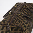 FENDI Zucca Canvas Boston Bag Black Brown Auth 141285-6