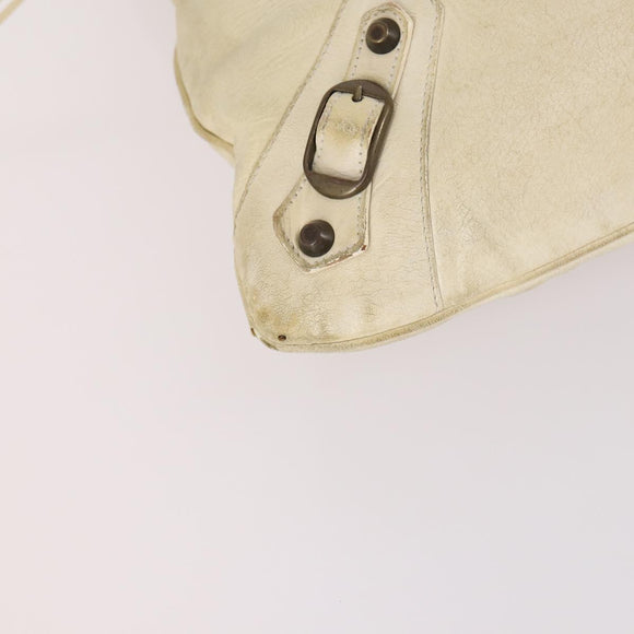 BALENCIAGA The Messenger Shoulder Bag Leather Beige Auth 141292