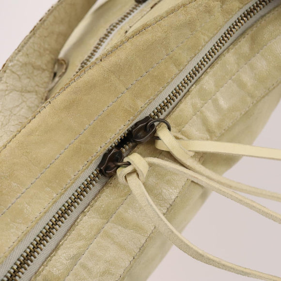 BALENCIAGA The Messenger Shoulder Bag Leather Beige Auth 141292