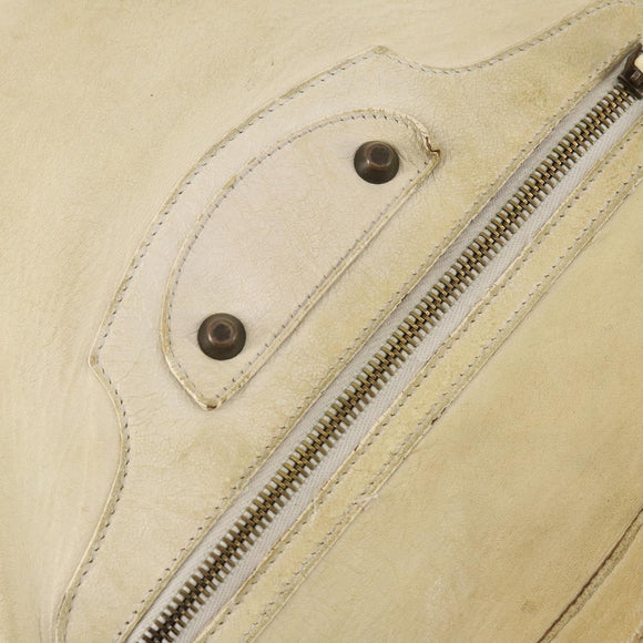 BALENCIAGA The Messenger Shoulder Bag Leather Beige Auth 141292