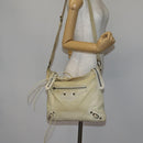 BALENCIAGA The Messenger Shoulder Bag Leather Beige Auth 141292-23