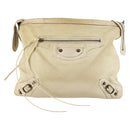 BALENCIAGA The Messenger Shoulder Bag Leather Beige Auth 141292-13