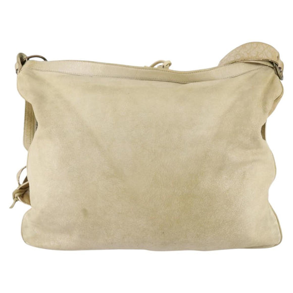 BALENCIAGA The Messenger Shoulder Bag Leather Beige Auth 141292