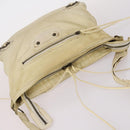 BALENCIAGA The Messenger Shoulder Bag Leather Beige Auth 141292-6