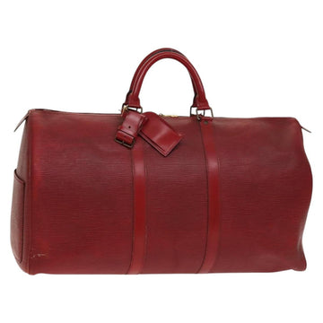 LOUIS VUITTON Epi Keepall 50 Boston Bag Red M42967 LV Auth 141337
