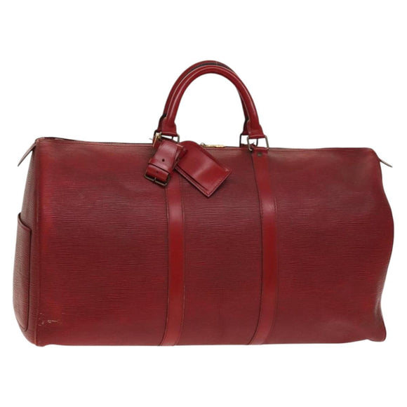 LOUIS VUITTON Epi Keepall 50 Boston Bag Red M42967 LV Auth 141337
