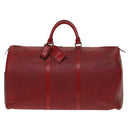 LOUIS VUITTON Epi Keepall 50 Boston Bag Red M42967 LV Auth 141337-2