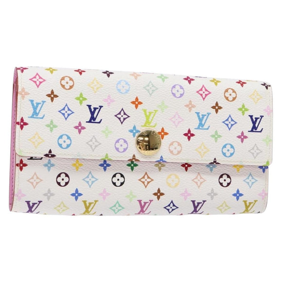 LOUIS VUITTON Multicolor Portefeuille Sarah Wallet White M60667 LV Auth 141338