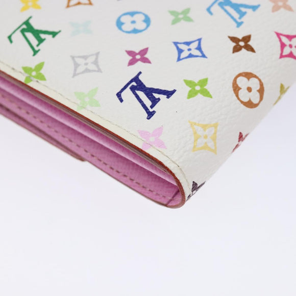 LOUIS VUITTON Multicolor Portefeuille Sarah Wallet White M60667 LV Auth 141338