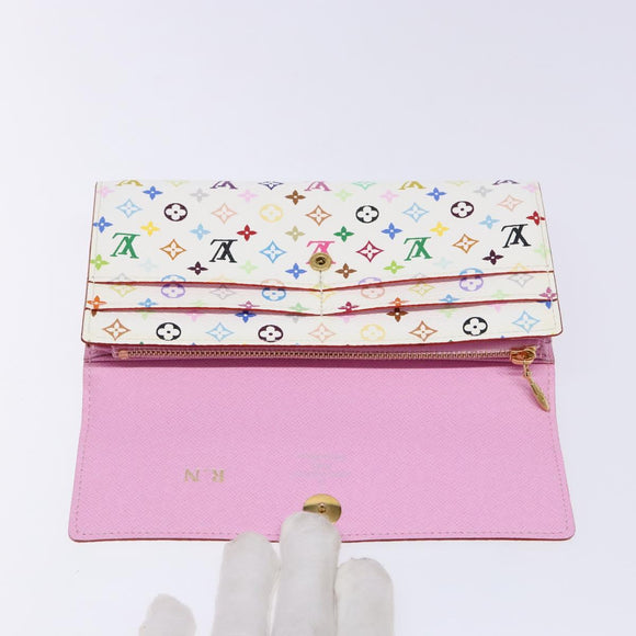 LOUIS VUITTON Multicolor Portefeuille Sarah Wallet White M60667 LV Auth 141338