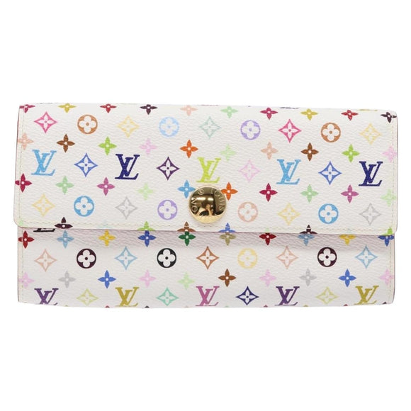 LOUIS VUITTON Multicolor Portefeuille Sarah Wallet White M60667 LV Auth 141338