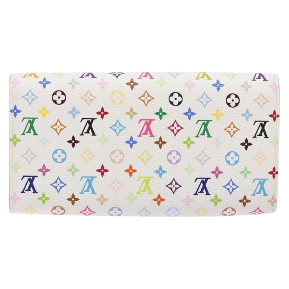LOUIS VUITTON Multicolor Portefeuille Sarah Wallet White M60667 LV Auth 141338