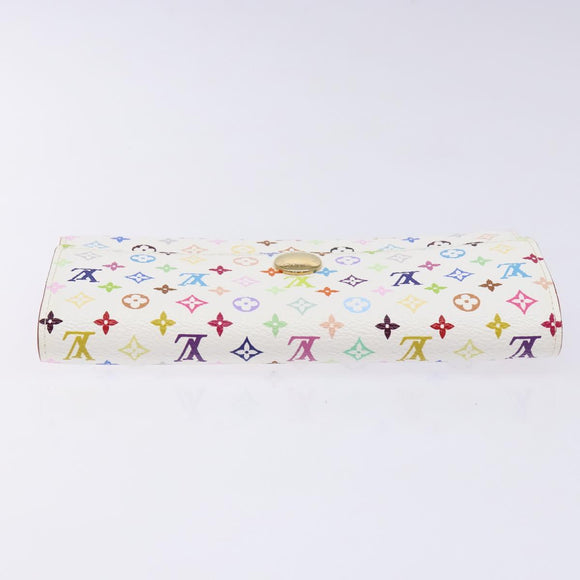 LOUIS VUITTON Multicolor Portefeuille Sarah Wallet White M60667 LV Auth 141338