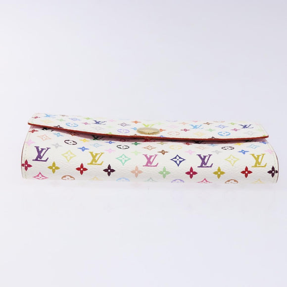 LOUIS VUITTON Multicolor Portefeuille Sarah Wallet White M60667 LV Auth 141338