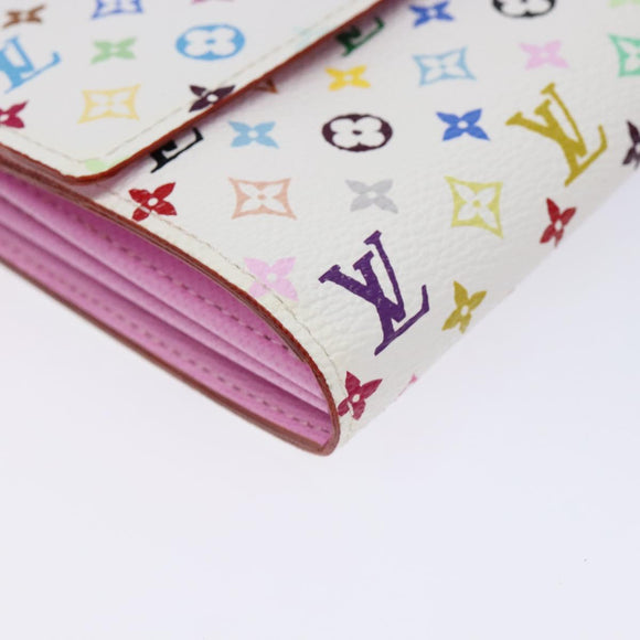 LOUIS VUITTON Multicolor Portefeuille Sarah Wallet White M60667 LV Auth 141338
