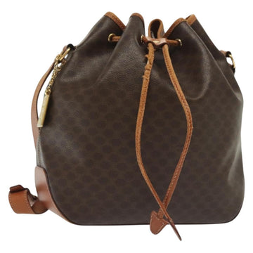 CELINE Macadam Canvas Shoulder Bag PVC Leather Brown Gold Auth 141339