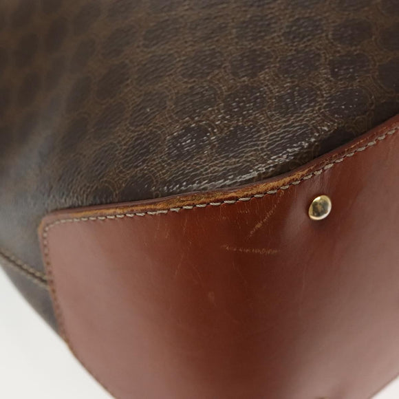 CELINE Macadam Canvas Shoulder Bag PVC Leather Brown Gold Auth 141339