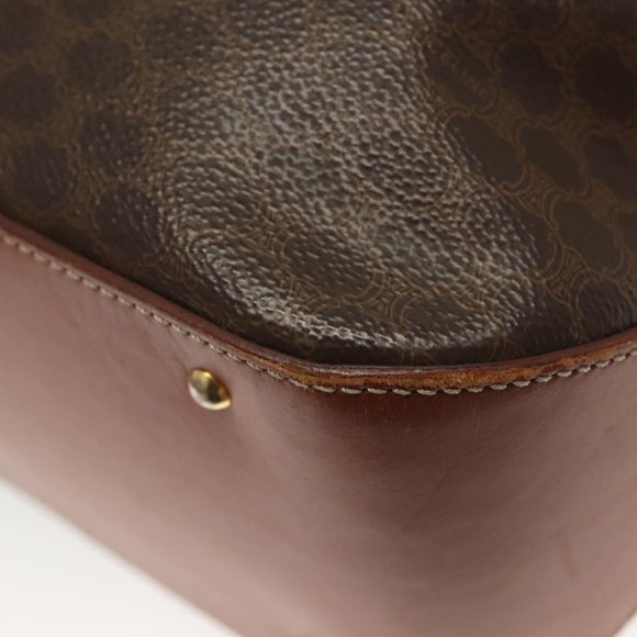 CELINE Macadam Canvas Shoulder Bag PVC Leather Brown Gold Auth 141339